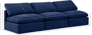 Indulge Navy Velvet Modular Sofa 147Navy-S3 Meridian Furniture