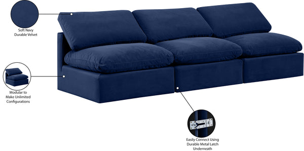Indulge Navy Velvet Modular Sofa 147Navy-S3 Meridian Furniture
