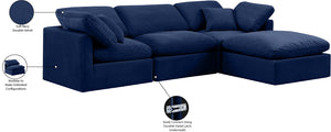 Indulge Navy Velvet Modular Sectional 147Navy-Sec4A Meridian Furniture
