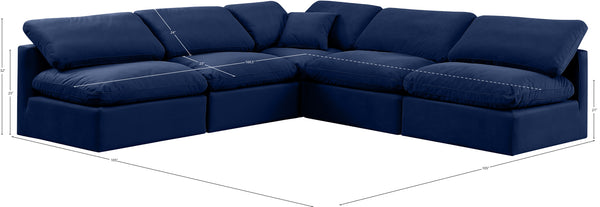 Indulge Navy Velvet Modular Sectional 147Navy-Sec5B Meridian Furniture