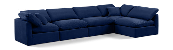 Indulge Navy Velvet Modular Sectional 147Navy-Sec5D Meridian Furniture