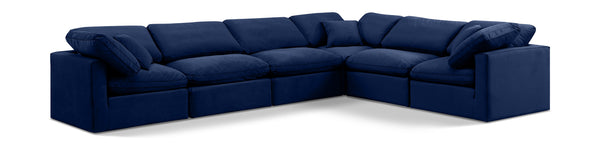 Indulge Navy Velvet Modular Sectional 147Navy-Sec6A Meridian Furniture