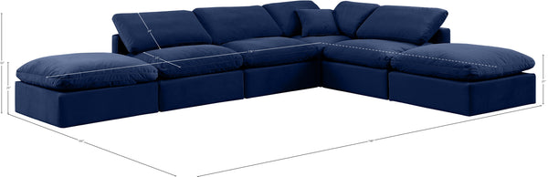 Indulge Navy Velvet Modular Sectional 147Navy-Sec6E Meridian Furniture