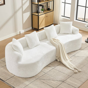 English Elm Curved Chenille Loveseat with Memory Foam Cushions for Compact Living Spaces Beige W2915S00083