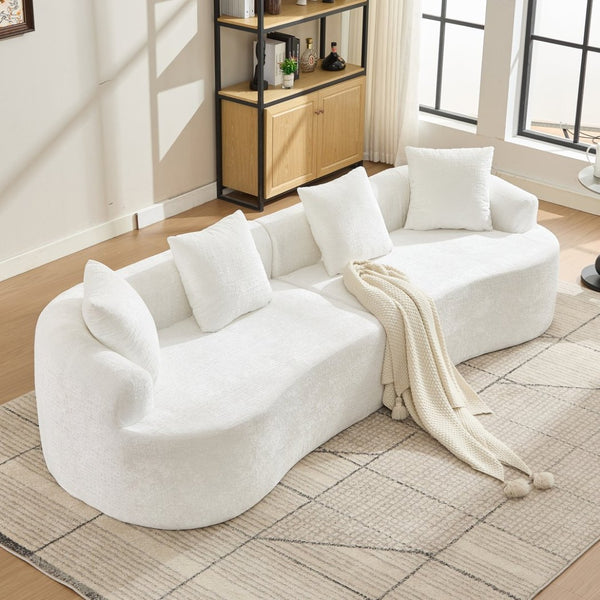 English Elm Curved Chenille Loveseat with Memory Foam Cushions for Compact Living Spaces Beige W2915S00083