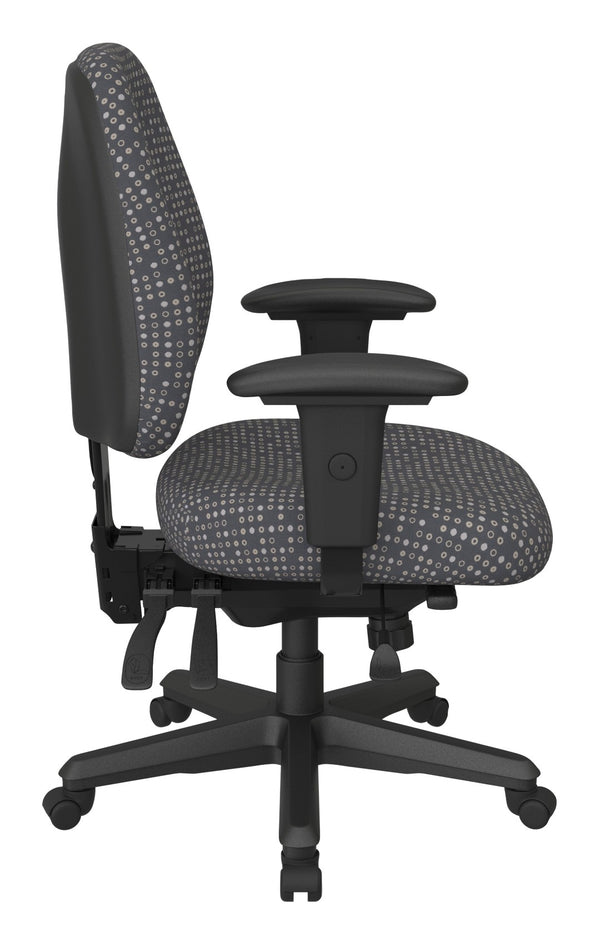 OSP Home Furnishings Ergonomics Chair Adjustable Lumbar Support Office Seat with Greenguard Certified Cushioned Back Ash 43808-K102