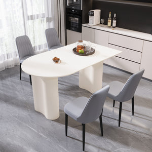 English Elm 63" Cream & Grey Dining Set - 5-Piece Modern Mdf Table With 4 Ergonomic Pu Chairs For Home & Kitchen W2189S00742