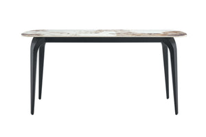 English Elm Modern Sintered Stone Rectangular Dining Table with Gold Accent Metal Base W3493S00016