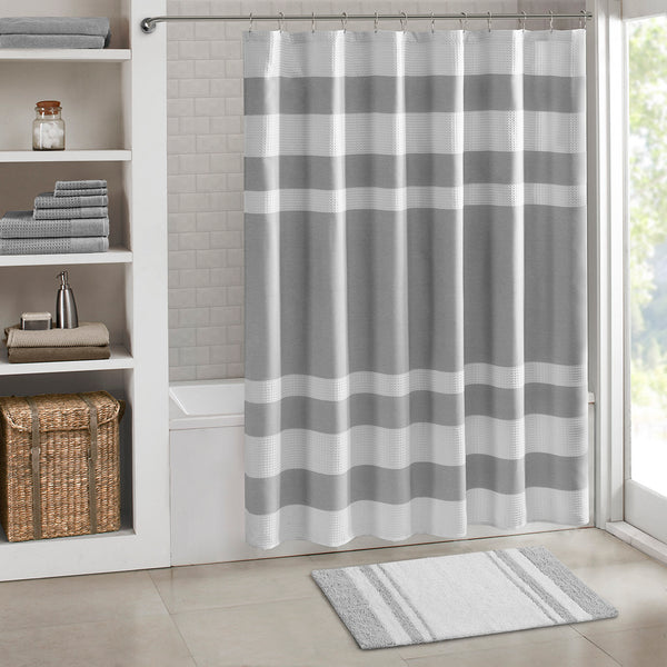 JLA Home Madison Park - Reversible Cotton Bath Rug with Plush Absorbent Pile, Dual-Sided Cut & Loop Design, Machine-Washable Grey MP72-1543