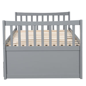 English Elm Daybed Twin Frame with Pull Out Trundle and Three Storage Drawers for Kids Rooms Gray LP100241AAE