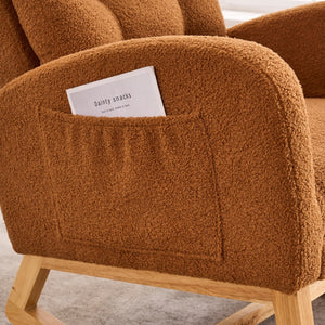 English Elm LY-5104 Plush High-Back Rocking Chair with Footrest & Storage Pocket, Ergonomic Foam Cushion for Nursery Caramel W2231P292992