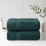 Madison Park Signature Transitional 100% Cotton Bath Sheet Antimicrobial 2 Piece Set MPS73-530 Dark Green