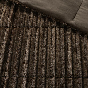 English Elm King/Cal Duke Faux Fur Comforter Set - Luxurious OEKO-TEX Certified Plush Warmth with Two King Shams Chocolate 18.9 L x 14.17 W x 14.17 H B03596917