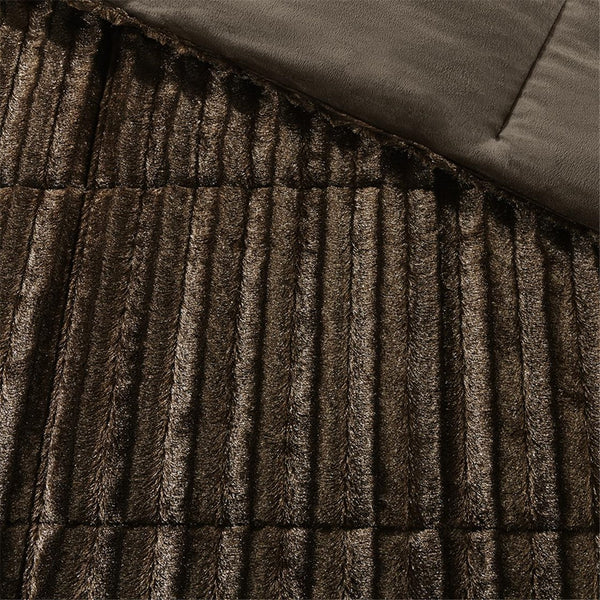 English Elm King/Cal Duke Faux Fur Comforter Set - Luxurious OEKO-TEX Certified Plush Warmth with Two King Shams Chocolate 18.9 L x 14.17 W x 14.17 H B03596917