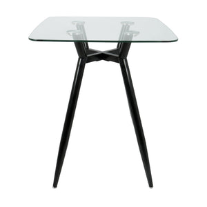 English Elm Clara Mid-Century Modern Square Counter Table With Glass Top & Black Metal Base For Stylish Dining B202P223303