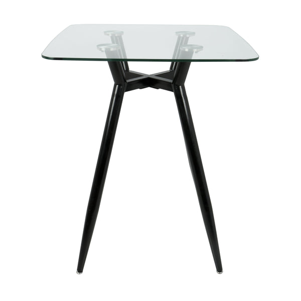 English Elm Clara Mid-Century Modern Square Counter Table With Glass Top & Black Metal Base For Stylish Dining B202P223303