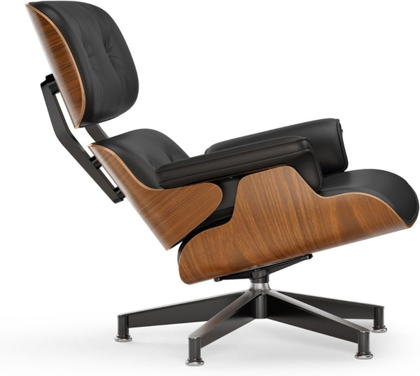 English Elm Top Grain Leather Mid Century Chaise Lounge Chair with Walnut Base and Ottoman W2318S00002