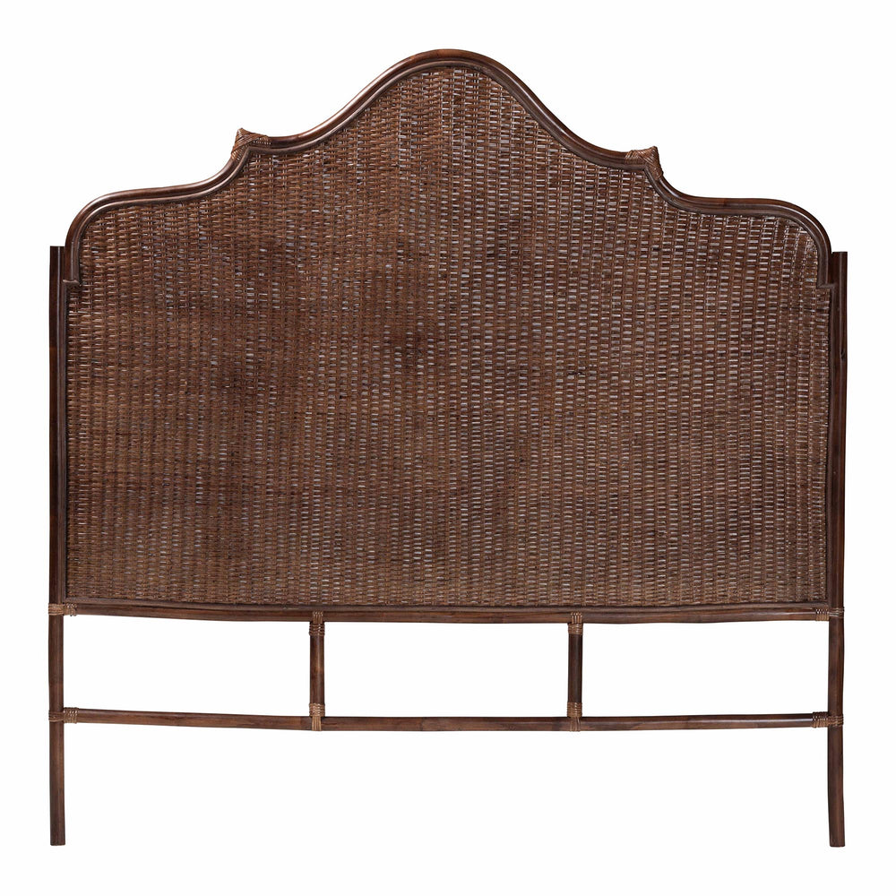 Baxton Studio Bali & Pari Jaelle Handwoven Rattan Arch Headboard Bohemian Bedroom Natural Texture 63.8W x 1.2D x 65H WS239-Coffee Bean/Rattan-HB-Queen