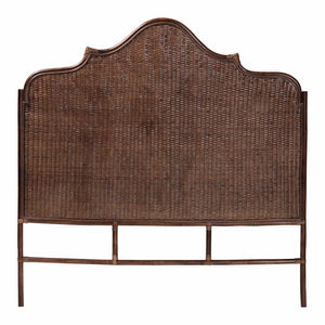 Baxton Studio Bali & Pari Jaelle Handwoven Rattan Arch Headboard Bohemian Bedroom Natural Texture 63.8W x 1.2D x 65H WS239-Coffee Bean/Rattan-HB-Queen