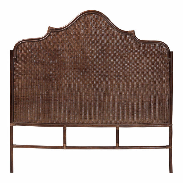 Baxton Studio Bali & Pari Jaelle Handwoven Rattan Arch Headboard Bohemian Bedroom Natural Texture 63.8W x 1.2D x 65H WS239-Coffee Bean/Rattan-HB-Queen