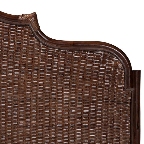 Baxton Studio Bali & Pari Jaelle Handwoven Rattan Arch Headboard Bohemian Bedroom Natural Texture 63.8W x 1.2D x 65H WS239-Coffee Bean/Rattan-HB-Queen