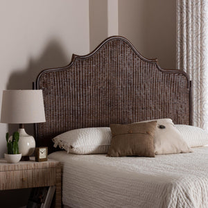 Baxton Studio Bali & Pari Jaelle Handwoven Rattan Arch Headboard Bohemian Bedroom Natural Texture 63.8W x 1.2D x 65H WS239-Coffee Bean/Rattan-HB-Queen