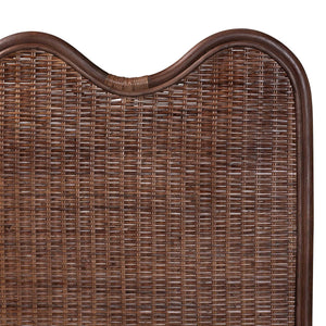 Baxton Studio Bali & Pari Einya Handwoven Rattan Headboard Scalloped Boho Coastal Bedroom Accent 74.8W x 1.2D x 63H WS240-Coffee Bean/Rattan-HB-King
