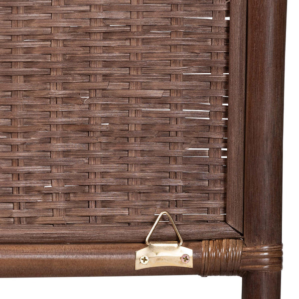Baxton Studio Bali & Pari Einya Handwoven Rattan Headboard Scalloped Boho Coastal Bedroom Accent 74.8W x 1.2D x 63H WS240-Coffee Bean/Rattan-HB-King