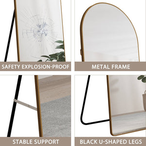 English Elm The Arched Gold Aluminum Full Length Floor Mirror for Bedroom Entryway Dressing Room W1151140053