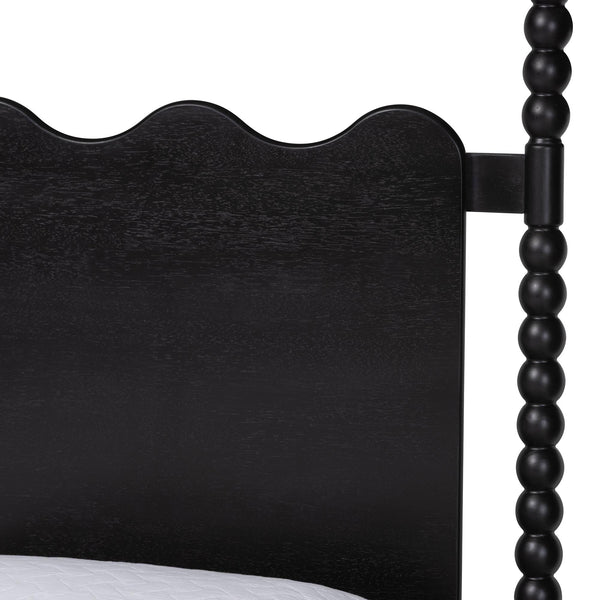 Baxton Studio Baxton Studio Brantley Spindle Farmhouse Bedroom Set Rubberwood Frame with Ample Storage King Size Lesedi-4PC Bedroom Set-Black-King-1NS
