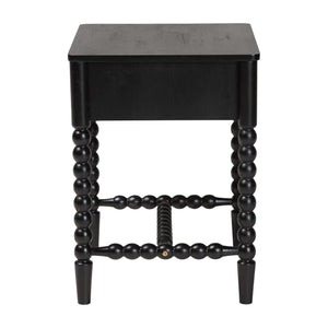 Baxton Studio Baxton Studio Brantley Rubberwood Farmhouse Nightstand with Spindle Frame and Open Base MG9025-Black-NS