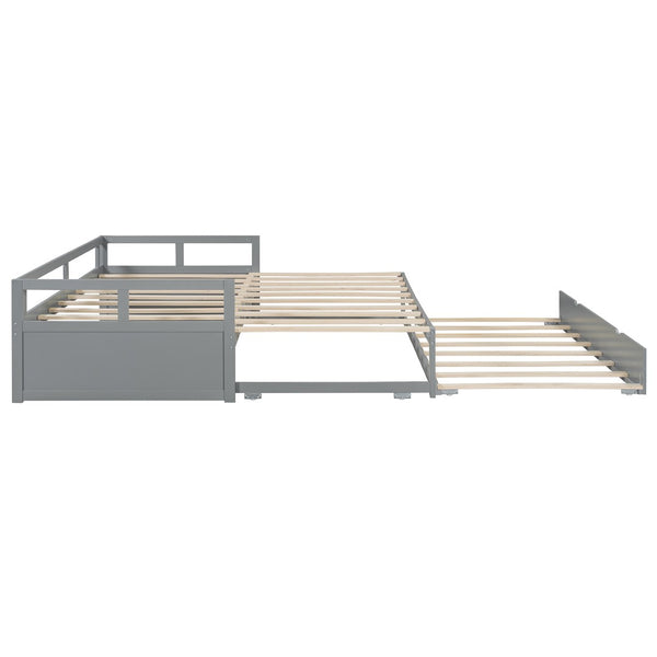 English Elm Extending Twin Daybed with Pull Out Trundle Solid Pine Wood Frame Guest Room N708P336535E