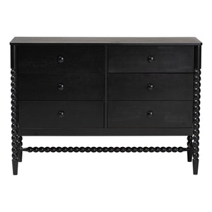 Baxton Studio Baxton Studio Brantley Rubberwood Farmhouse 6-drawer Dresser with Spindle Frame for Bedroom MG9025-Black-6DW-Dresser