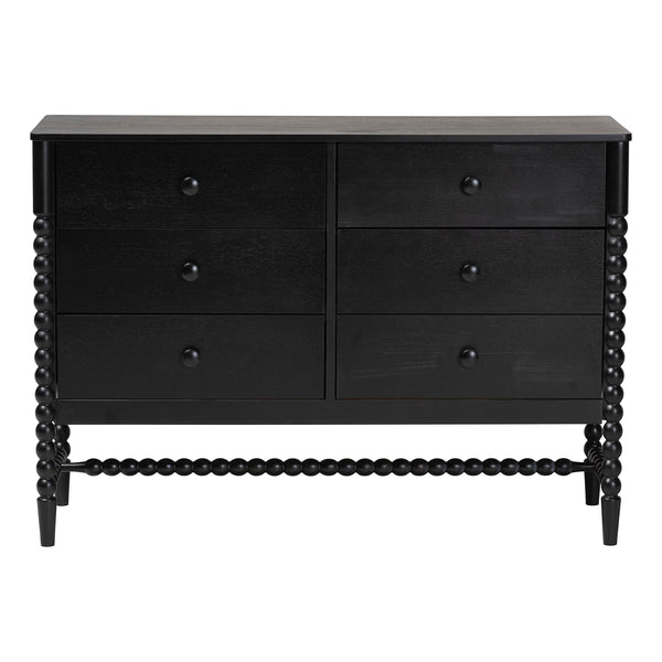 Baxton Studio Baxton Studio Brantley Rubberwood Farmhouse 6-drawer Dresser with Spindle Frame for Bedroom MG9025-Black-6DW-Dresser