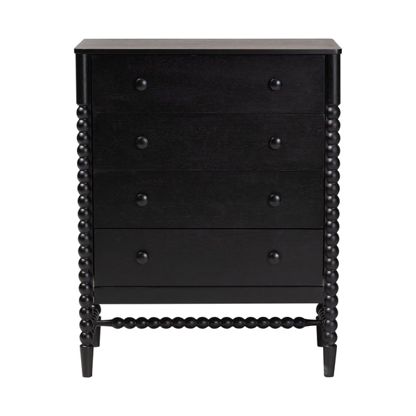 Baxton Studio Baxton Studio Brantley Rubberwood Farmhouse 4-drawer Chest with Spindle Frame for Bedroom MG9025-Black-4DW-Chest