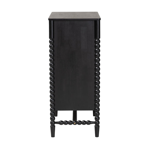 Baxton Studio Baxton Studio Brantley Rubberwood Farmhouse 4-drawer Chest with Spindle Frame for Bedroom MG9025-Black-4DW-Chest