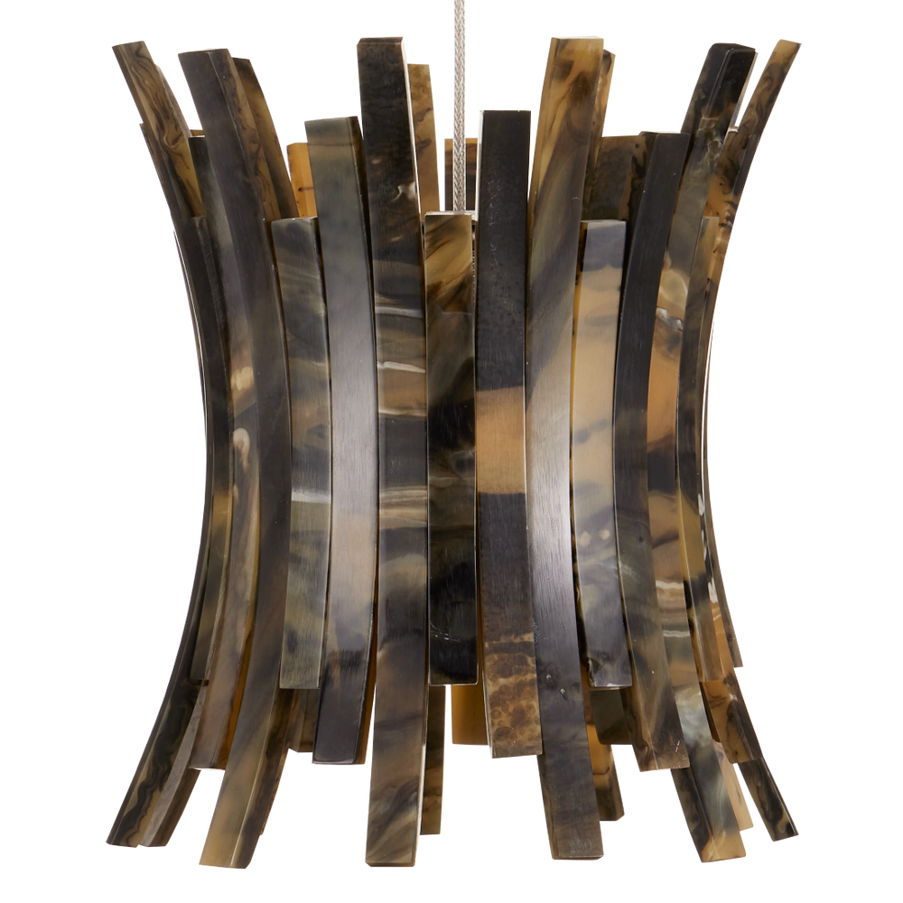 Alsop 15-Light Round Multi-Drop Pendant - Bohemian Style Fixture with Tortoise Shell Inspired Shades