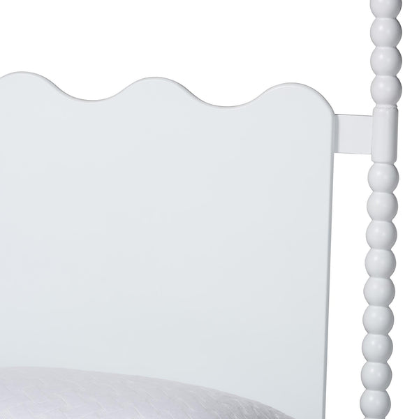 Baxton Studio Baxton Studio Brantley Rubberwood Farmhouse Bedroom Set with Spindle Headboard and Storage Lesedi-4PC Bedroom Set-White-Queen-2NS