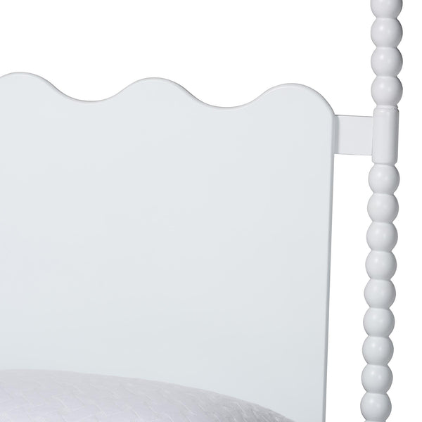 Baxton Studio Baxton Studio Brantley Rubberwood Farmhouse Bedroom Set with Spindle Scalloped Headboard Queen Size Lesedi-4PC Bedroom Set-White-Queen-1NS