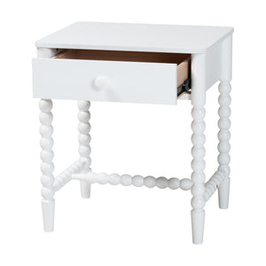 Baxton Studio Baxton Studio Brantley Rubberwood Farmhouse Nightstand with Spindle Frame and Tapered Legs MG9025-White-NS