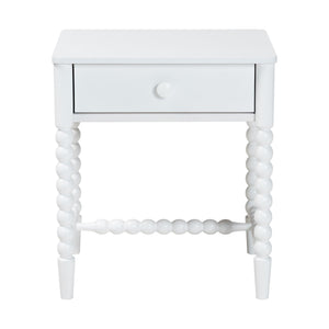 Baxton Studio Baxton Studio Brantley Rubberwood Farmhouse Nightstand with Spindle Frame and Tapered Legs MG9025-White-NS