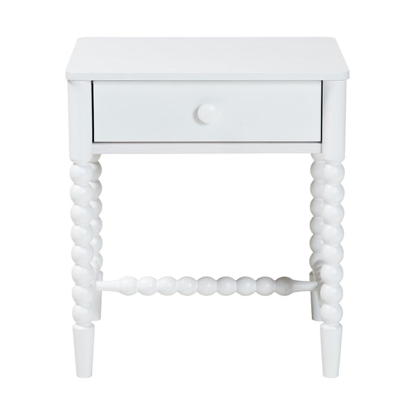 Baxton Studio Baxton Studio Brantley Rubberwood Farmhouse Nightstand with Spindle Frame and Tapered Legs MG9025-White-NS