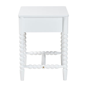Baxton Studio Baxton Studio Brantley Rubberwood Farmhouse Nightstand with Spindle Frame and Tapered Legs MG9025-White-NS