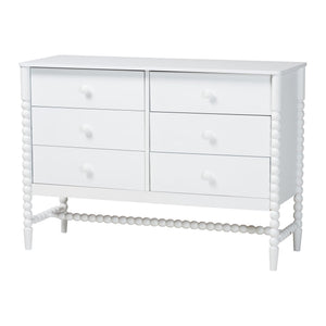 Baxton Studio Baxton Studio Brantley 6-drawer Rubberwood Farmhouse Dresser with Spindle Frame for Bedroom MG9025-White-6DW-Dresser