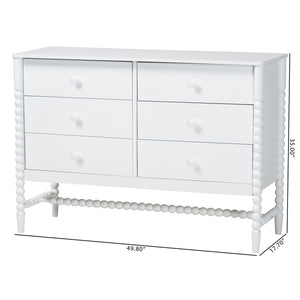 Baxton Studio Baxton Studio Brantley 6-drawer Rubberwood Farmhouse Dresser with Spindle Frame for Bedroom MG9025-White-6DW-Dresser