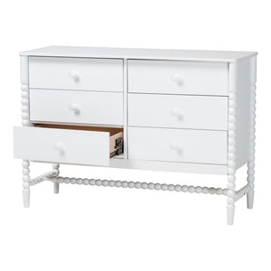 Baxton Studio Baxton Studio Brantley 6-drawer Rubberwood Farmhouse Dresser with Spindle Frame for Bedroom MG9025-White-6DW-Dresser