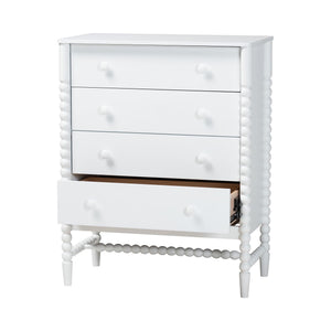 Baxton Studio Baxton Studio Brantley Rubberwood 4-drawer Farmhouse Chest with Spindle Detail for Bedroom MG9025-White-4DW-Chest