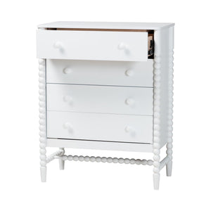 Baxton Studio Baxton Studio Brantley Rubberwood 4-drawer Farmhouse Chest with Spindle Detail for Bedroom MG9025-White-4DW-Chest