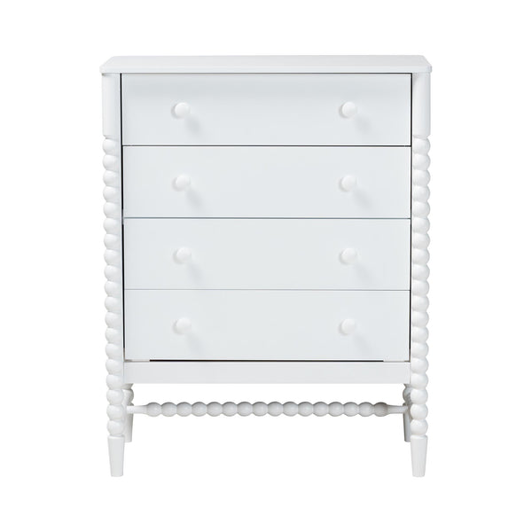 Baxton Studio Baxton Studio Brantley Rubberwood 4-drawer Farmhouse Chest with Spindle Detail for Bedroom MG9025-White-4DW-Chest