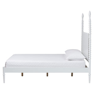 Baxton Studio Baxton Studio Brantley Rubberwood Farmhouse Platform Bed Scalloped Spindle Headboard No Box Spring King Size MG0110-6-White-King